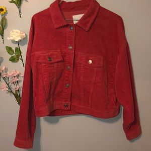 Burgundy cropped corduroy jacket